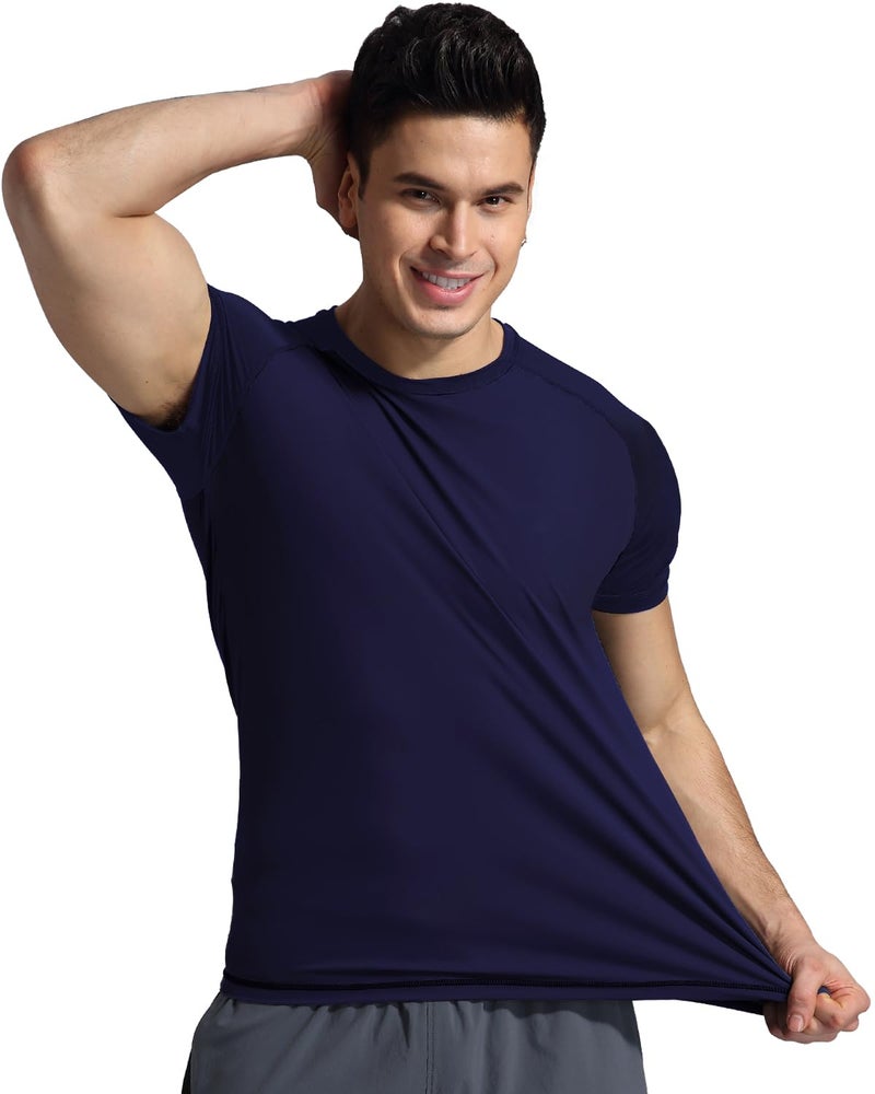 VAYAGER Men's Swim Shirts Rash Guard UPF 50+ T Shirts Quick Dry Loose Fit Water Surfing Shirt(Navy-XL) - Image 4